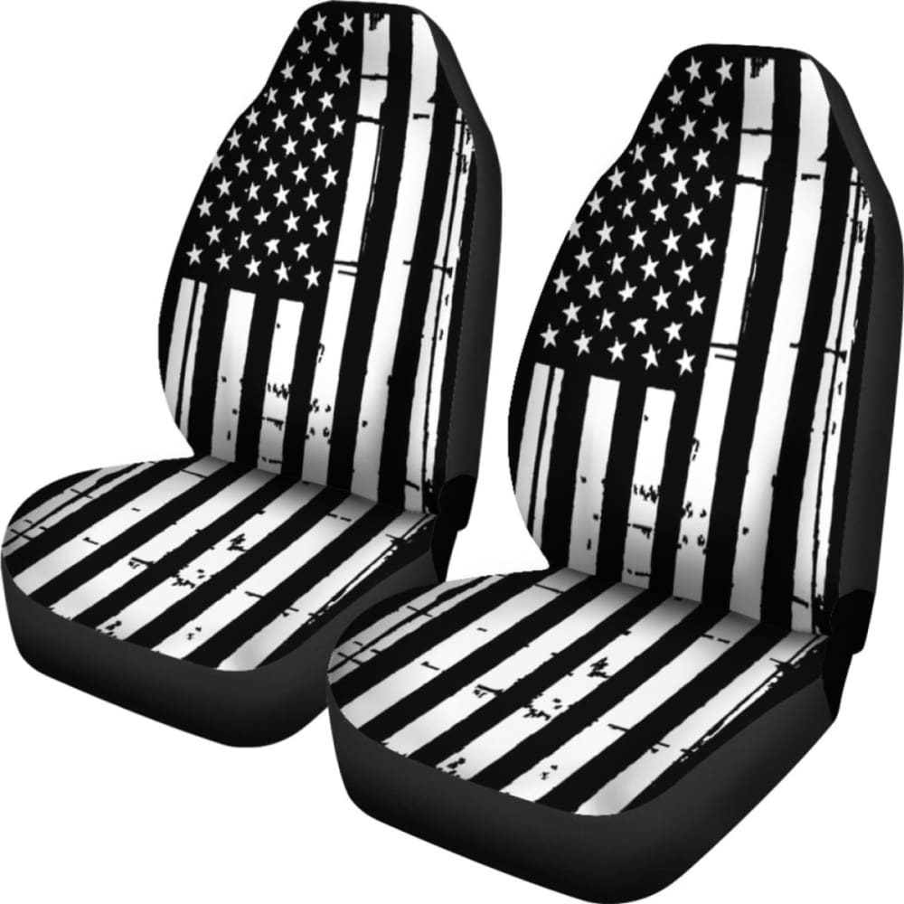 Black And White Stars Stripes Patriotic Car Seat Covers Set Of