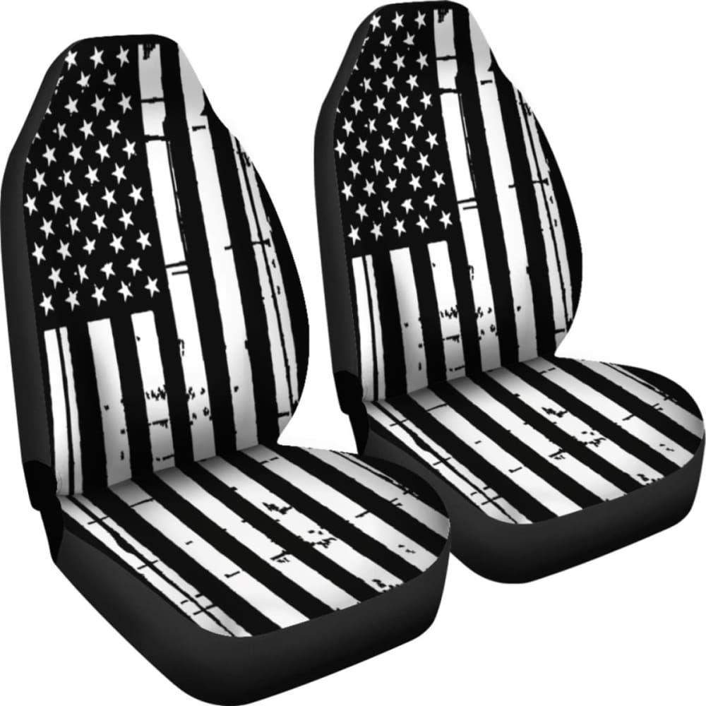 Black And White Stars Stripes Patriotic Car Seat Covers Set Of