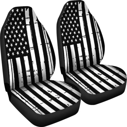 Black And White Stars Stripes Patriotic Car Seat Covers Set Of