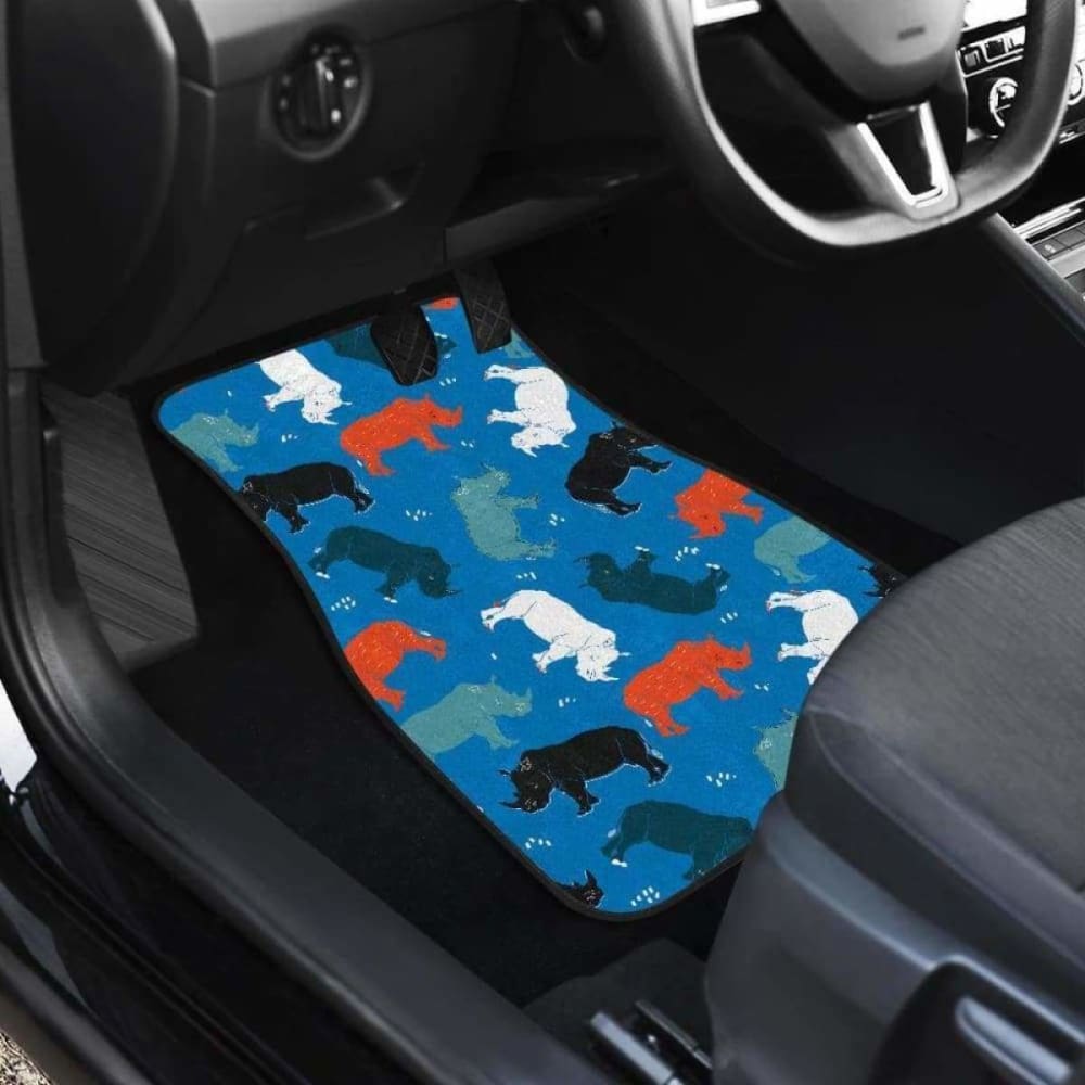 Colorful Rhino Pattern Front And Back Car Mats