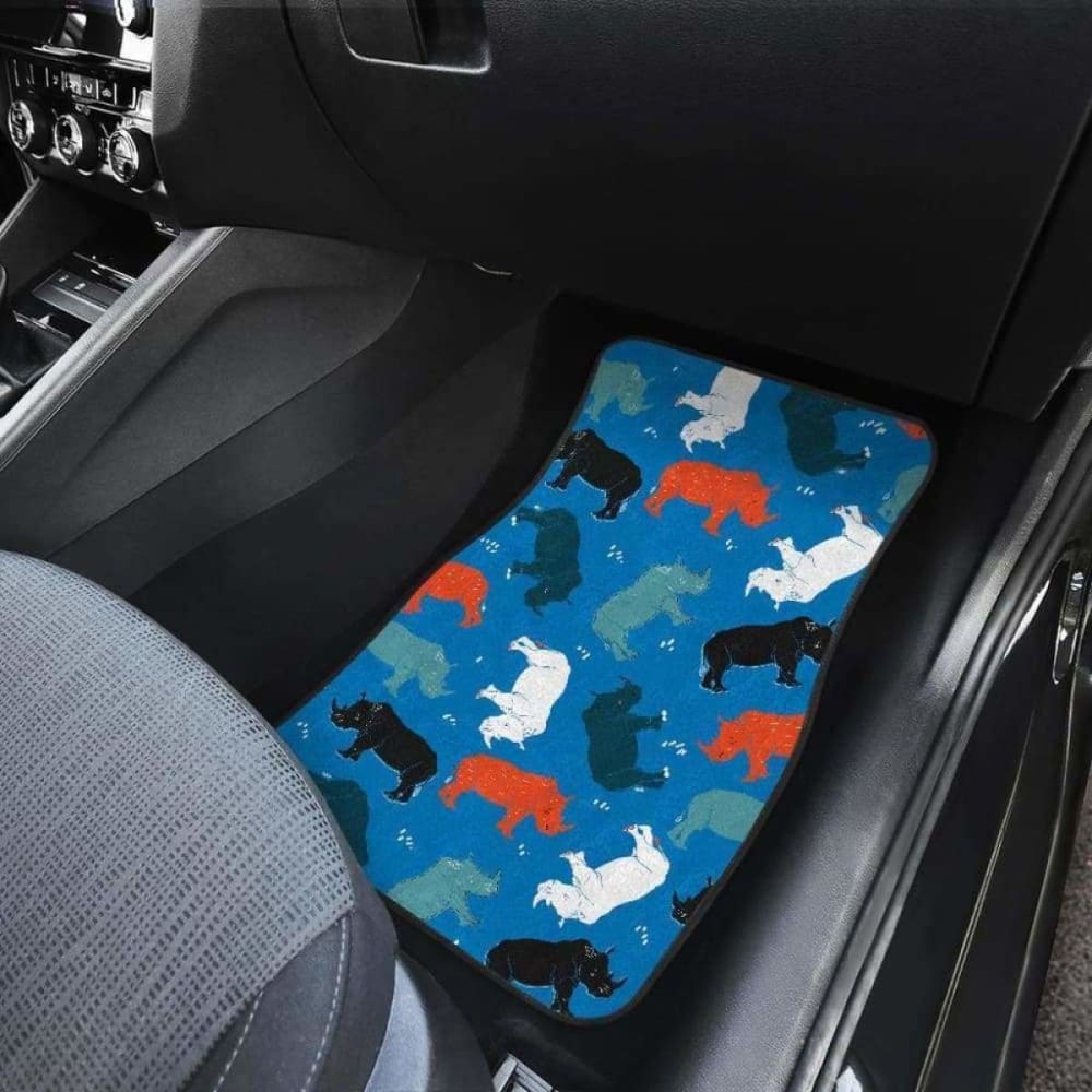Colorful Rhino Pattern Front And Back Car Mats