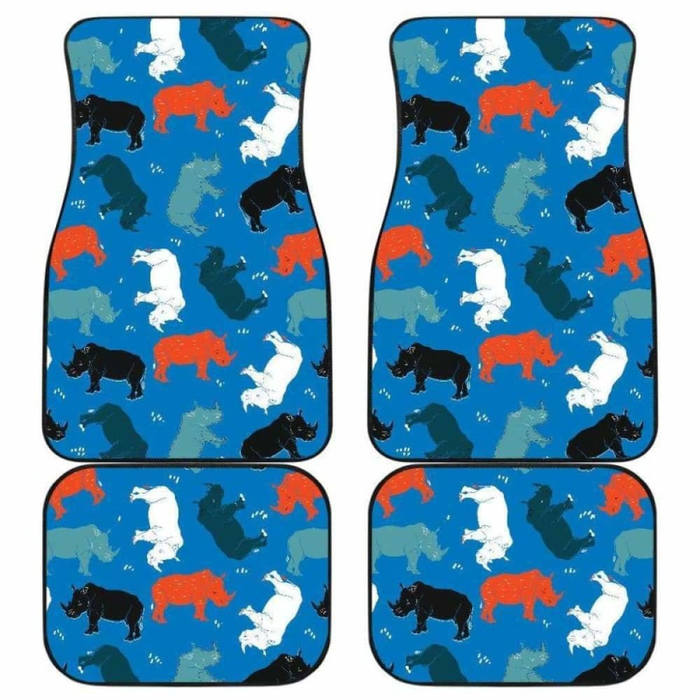 Colorful Rhino Pattern Front And Back Car Mats