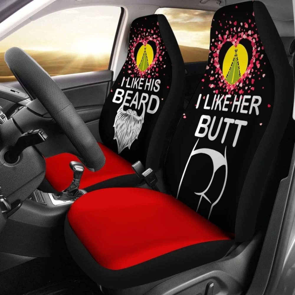 (Sivage) Wallis And Futuna Car Seat Covers Couple Valentine Her Butt - His Beard (Set Of Two)