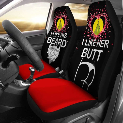 (Sivage) Wallis And Futuna Car Seat Covers Couple Valentine Her Butt - His Beard (Set Of Two)