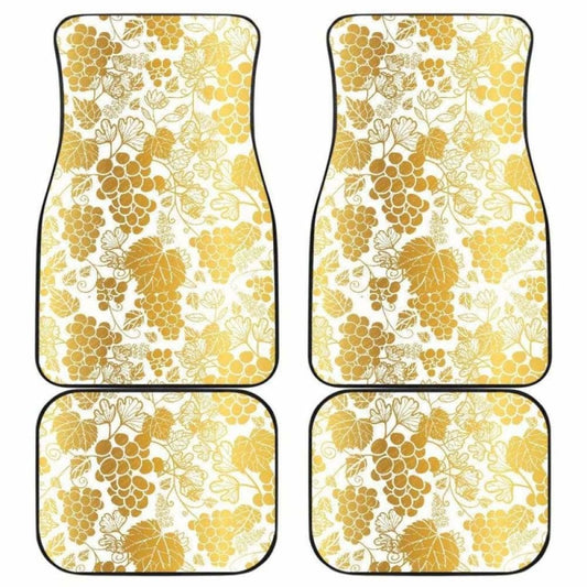 Gold Grape Pattern Front And Back Car Mats