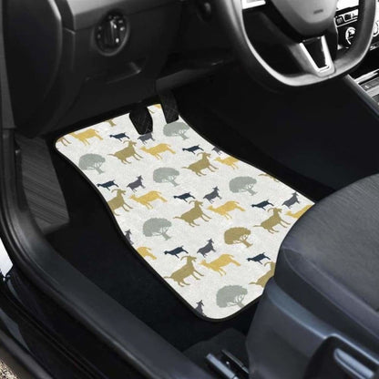 Silhouettes Of Goat And Tree Pattern Front And Back Car Mats