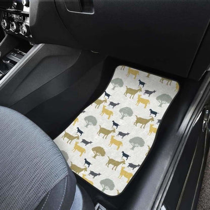 Silhouettes Of Goat And Tree Pattern Front And Back Car Mats