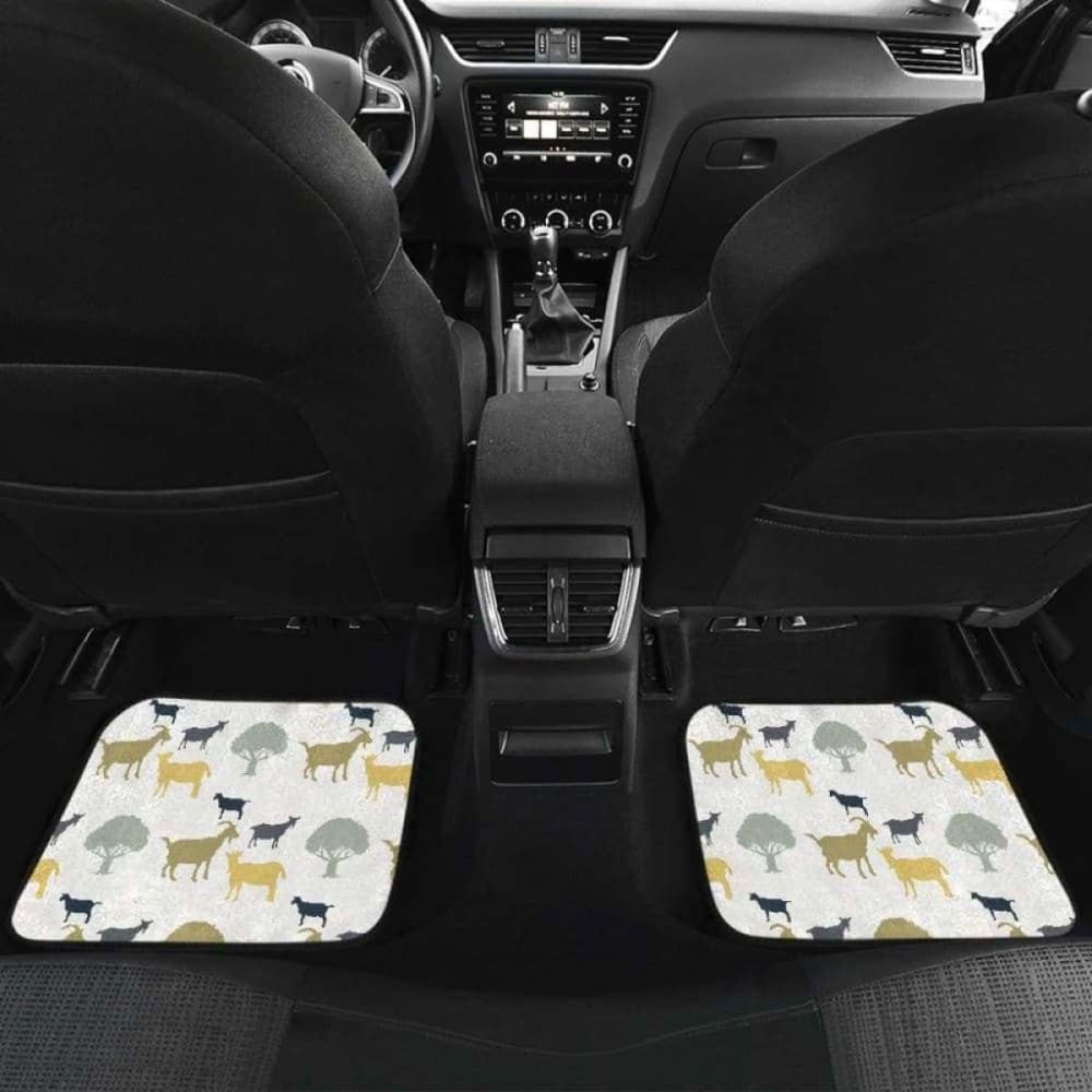 Silhouettes Of Goat And Tree Pattern Front And Back Car Mats