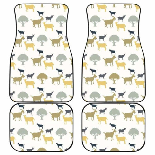 Silhouettes Of Goat And Tree Pattern Front And Back Car Mats