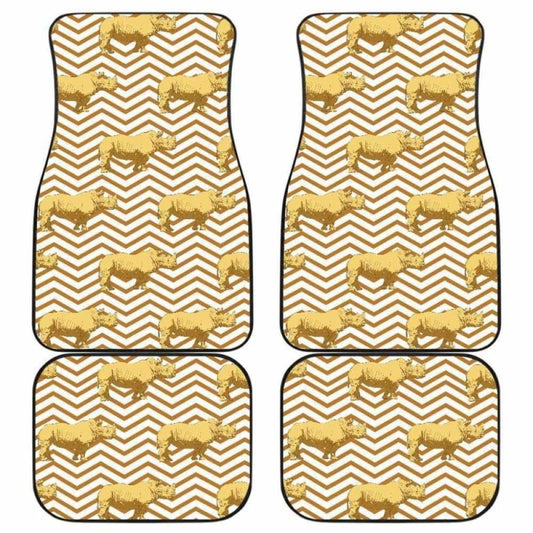 Rhino Yellow Theme Pattern Front And Back Car Mats