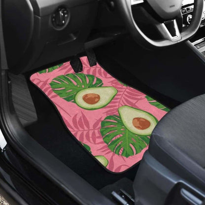 Avocado Slices Leaves Pink Back Ground Front And Back Car Mats