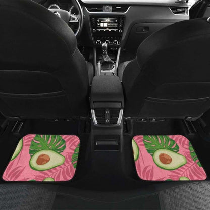 Avocado Slices Leaves Pink Back Ground Front And Back Car Mats