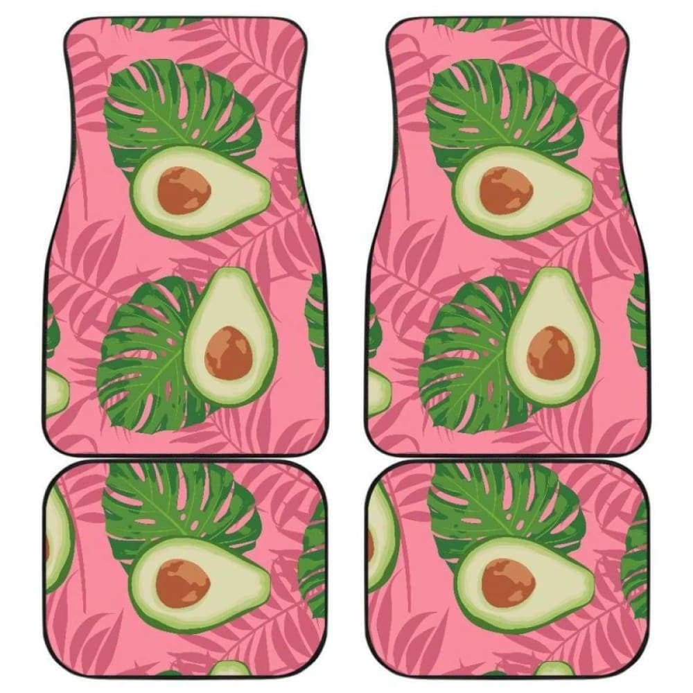 Avocado Slices Leaves Pink Back Ground Front And Back Car Mats
