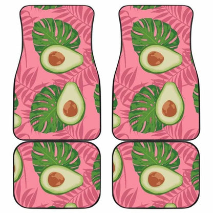 Avocado Slices Leaves Pink Back Ground Front And Back Car Mats