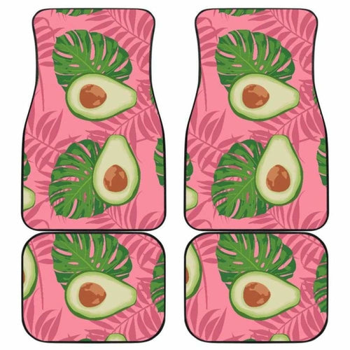 Avocado Slices Leaves Pink Back Ground Front And Back Car Mats