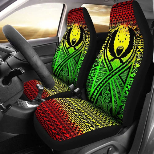 Pohnpei Car Seat Cover - Pohnpei Flag Polynesian Tattoo Reggae -