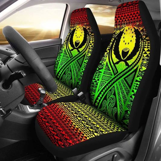 Pohnpei Car Seat Cover - Pohnpei Flag Polynesian Tattoo Reggae -