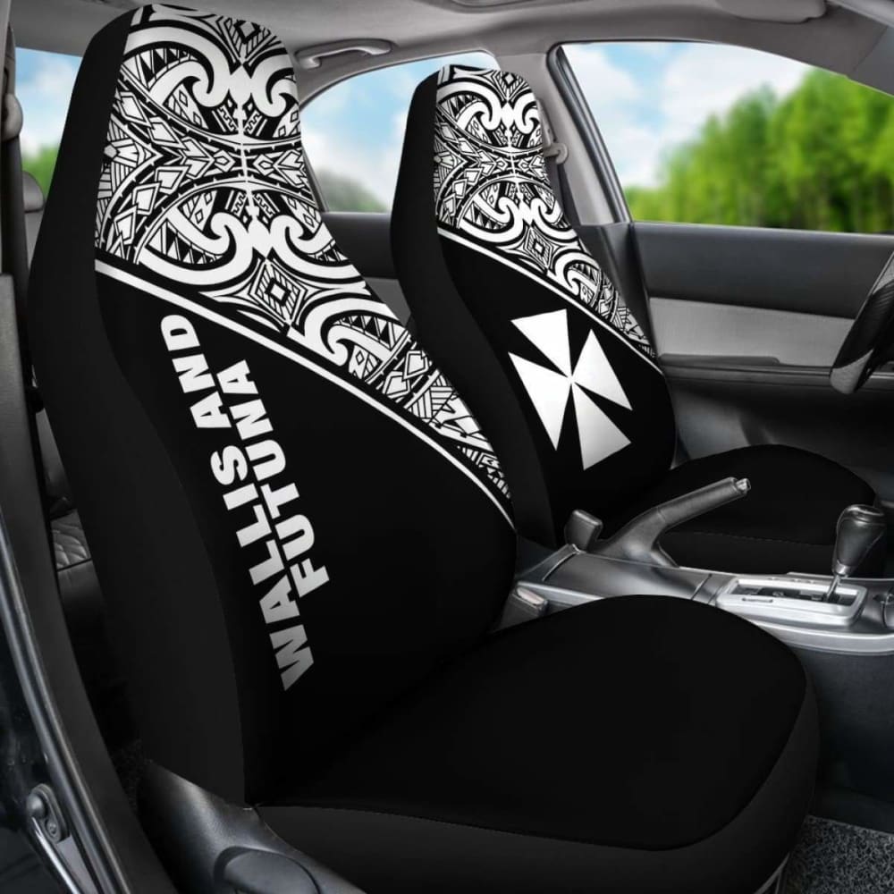 Wallis And Futuna Polynesian Car Seat Covers - Black Curve -