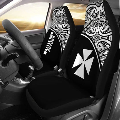 Wallis And Futuna Polynesian Car Seat Covers - Black Curve -