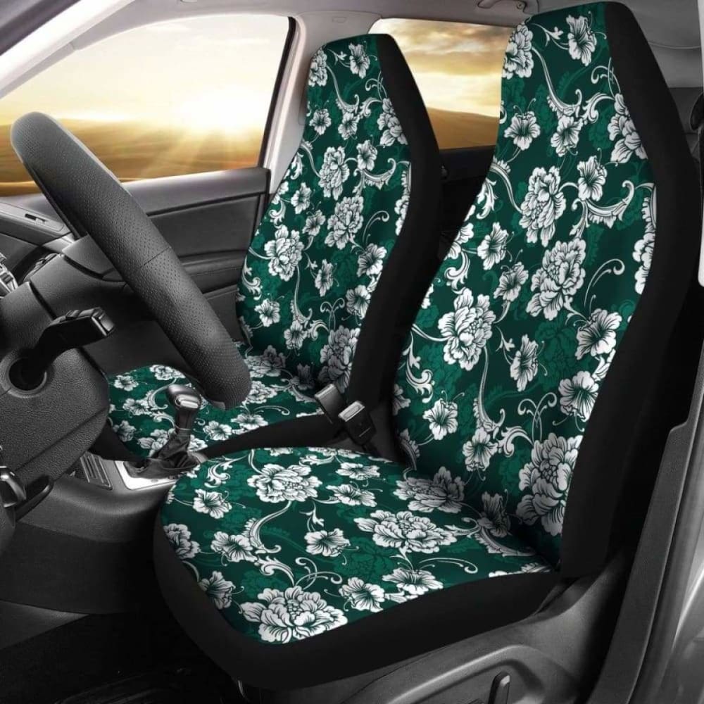 Dark Emerald Green Baroque Car Seat Covers