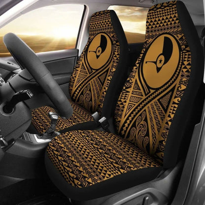 Yap Car Seat Cover - Yap Flag Polynesian Tattoo Gold -