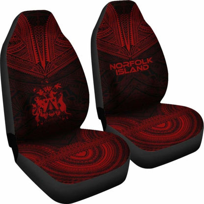 Norfolk Island Car Seat Cover - Norfolk Island Coat Of Arms Polynesian Chief Tattoo Red Version -