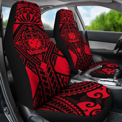 Samoa Polynesian Car Seat Covers - Samoa Red Seal With Polynesian Tattoo -