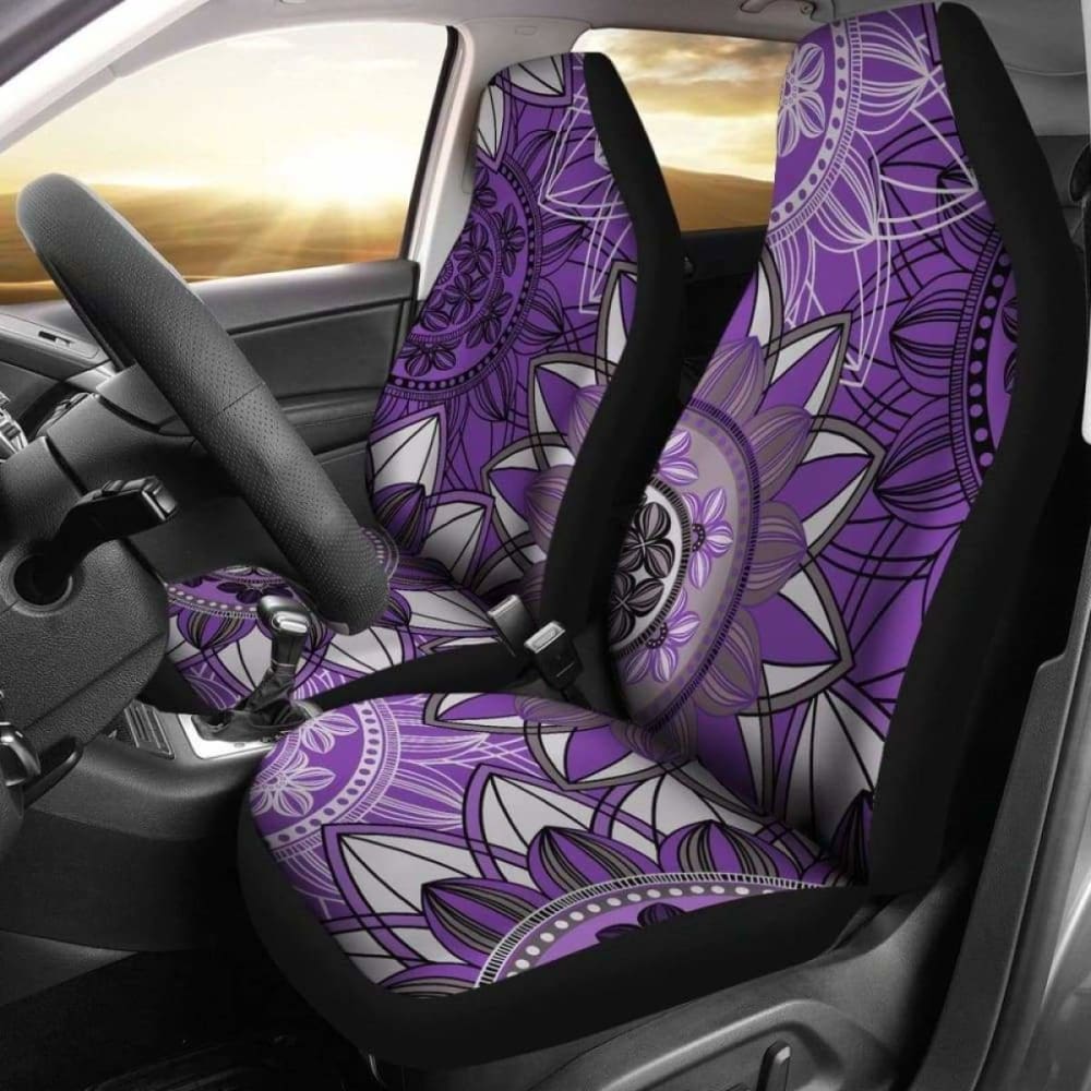 Purple Floral Mandalas Car Seat Covers