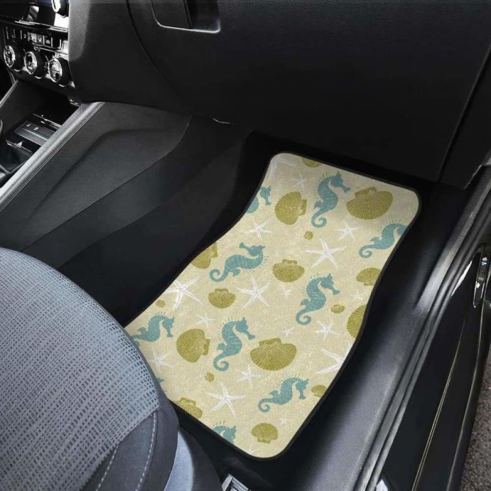 Seahorse Shell Starfish Pattern Background Front And Back Car Mats
