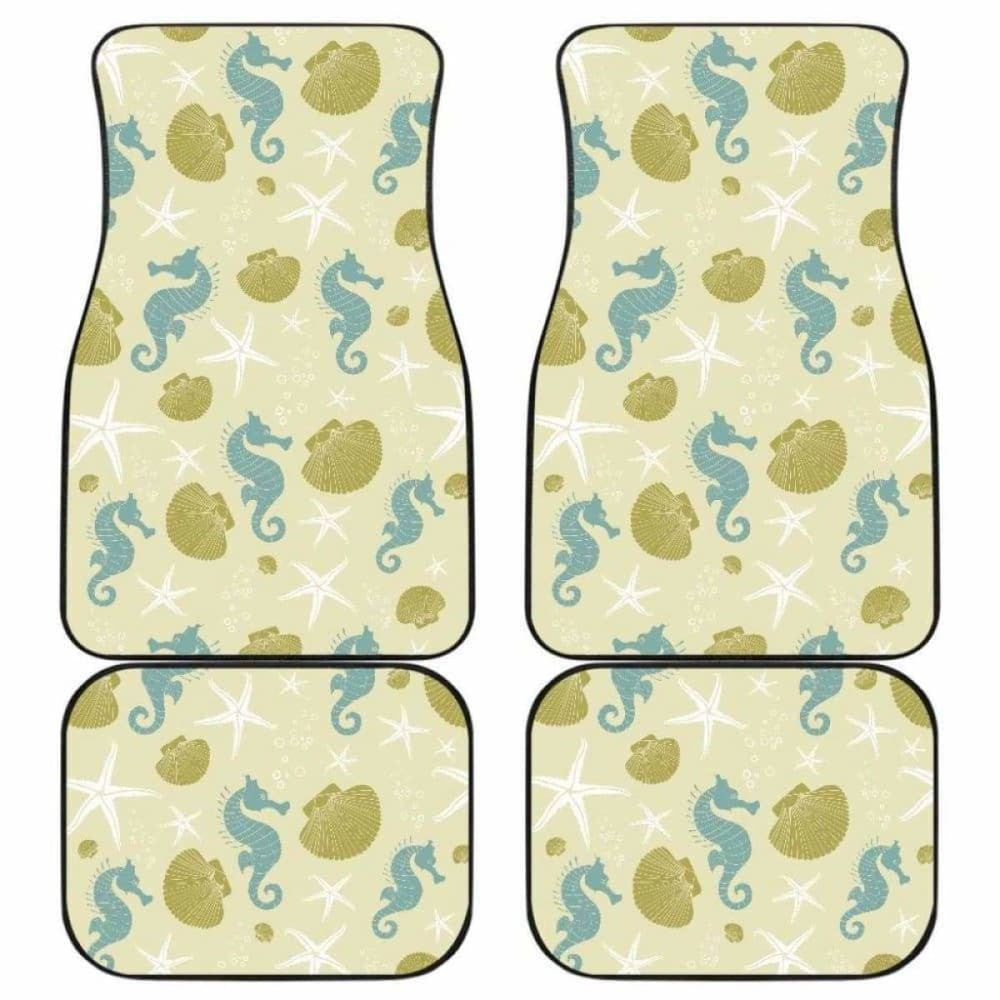Seahorse Shell Starfish Pattern Background Front And Back Car Mats