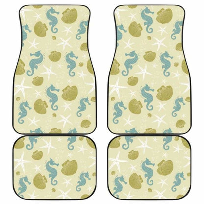 Seahorse Shell Starfish Pattern Background Front And Back Car Mats