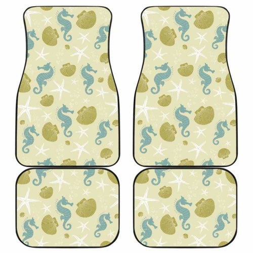 Seahorse Shell Starfish Pattern Background Front And Back Car Mats