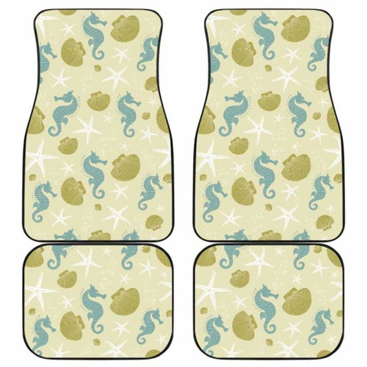 Seahorse Shell Starfish Pattern Background Front And Back Car Mats