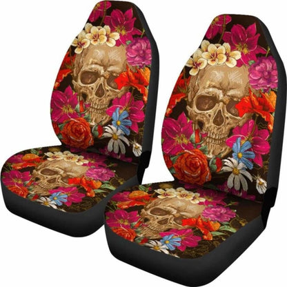 Set Of Pcs Floral Skull Car Seat Covers