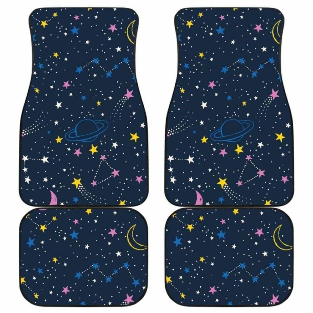 Space Pattern With Planets, Comets, Constellations And Stars Front And Back Car Mats