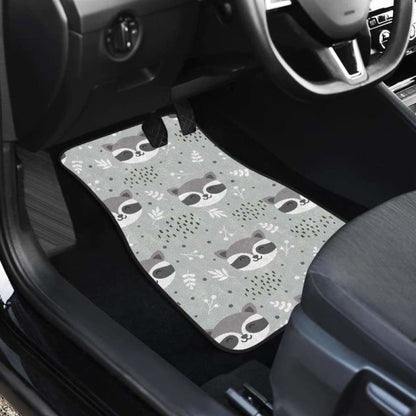 Cute Raccoons Leaves Dot Front And Back Car Mats