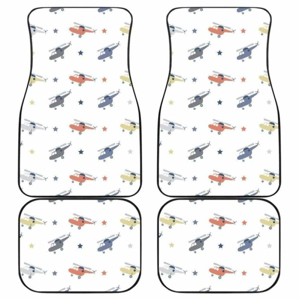 Cute Helicopter Star Pattern Front And Back Car Mats