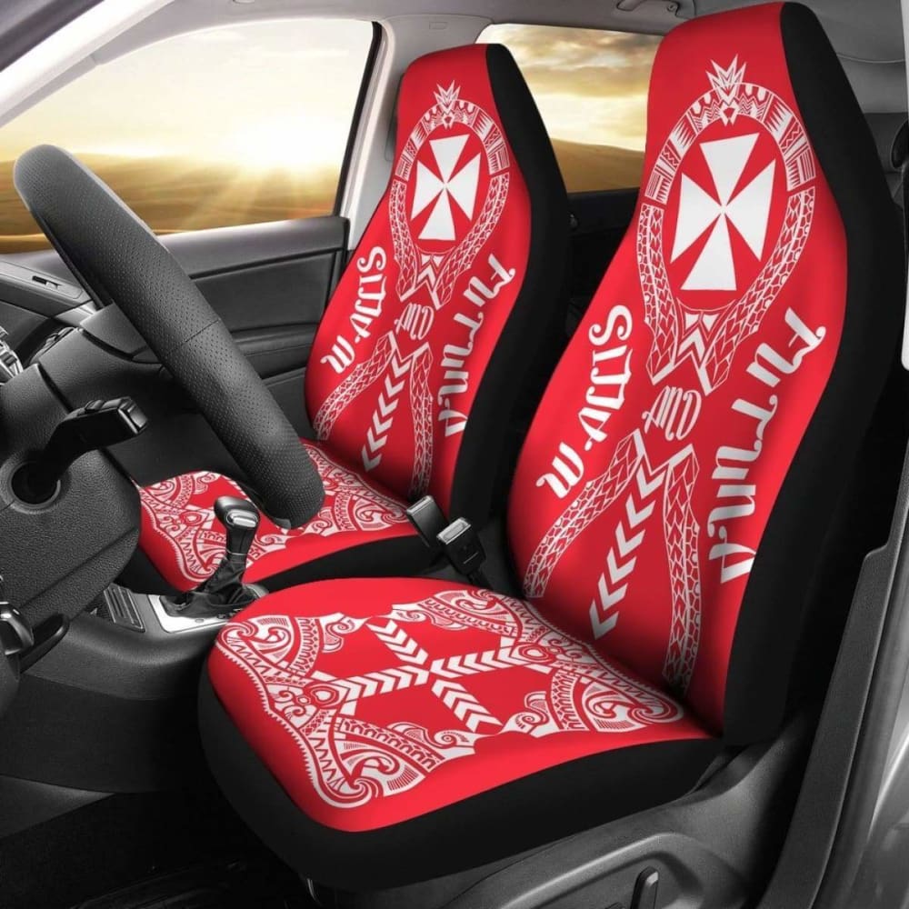 Wallis And Futuna Car Seat Covers Polynesian Tribal Red Flag