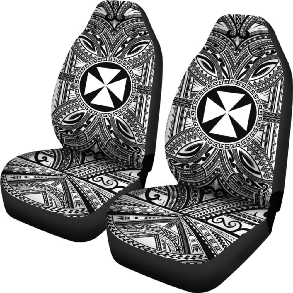 Wallis And Futuna Car Seat Cover - Wallis And Futuna Coat Of Arms Polynesian White Black