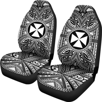 Wallis And Futuna Car Seat Cover - Wallis And Futuna Coat Of Arms Polynesian White Black