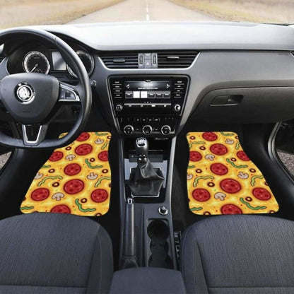 Pizza Texture Pattern Front And Back Car Mats