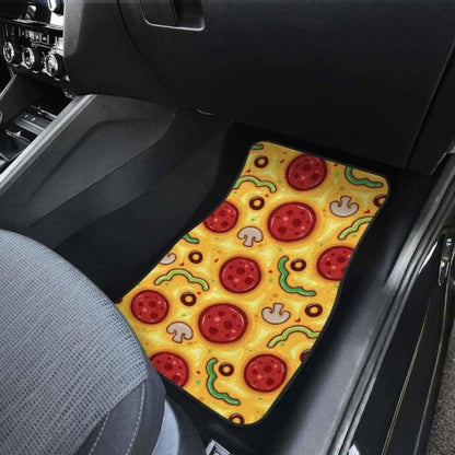 Pizza Texture Pattern Front And Back Car Mats