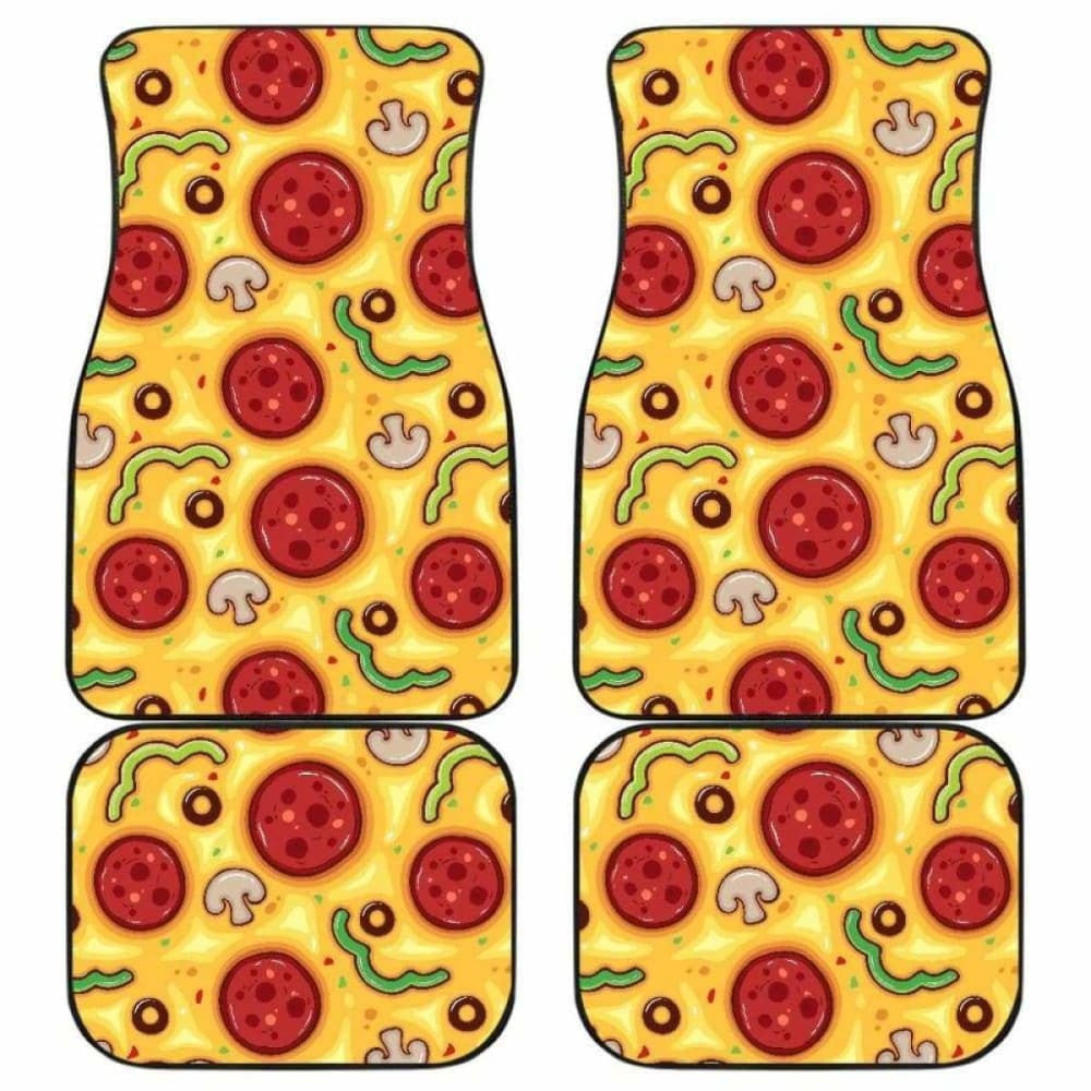 Pizza Texture Pattern Front And Back Car Mats