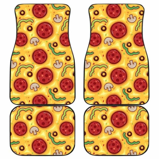 Pizza Texture Pattern Front And Back Car Mats