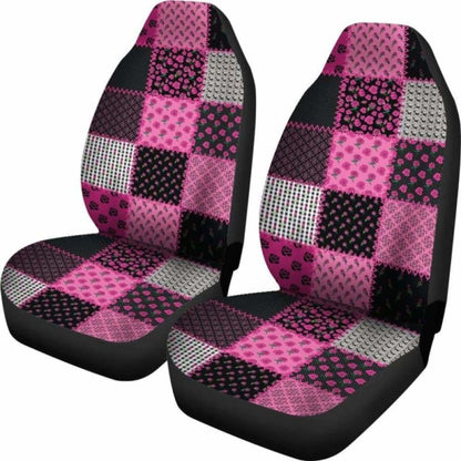 Pink And Black Shabby Chic Patchwork Quilt Style Car Seat Covers