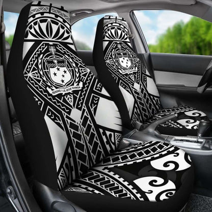 Samoa Polynesian Car Seat Covers - Samoa White Seal With Polynesian Tattoo -