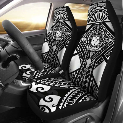 Samoa Polynesian Car Seat Covers - Samoa White Seal With Polynesian Tattoo -