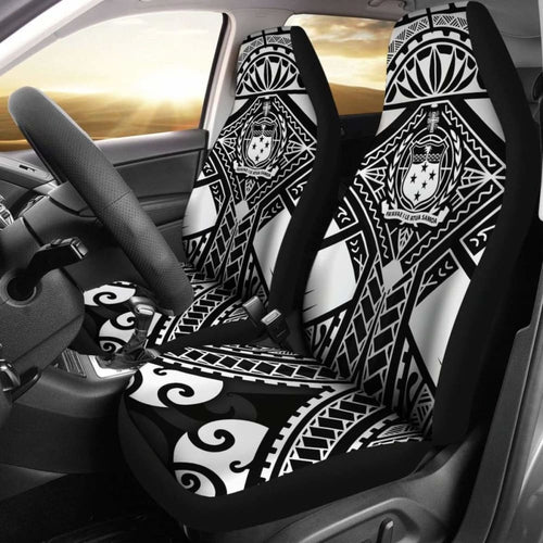 Samoa Polynesian Car Seat Covers - Samoa White Seal With Polynesian Tattoo -