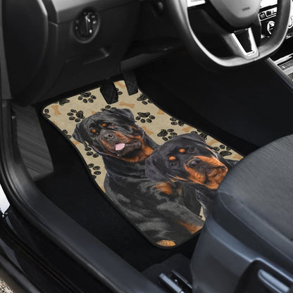 Couple Rottweilers For Rottweilers Lovers Paw Print Car Floor Mats