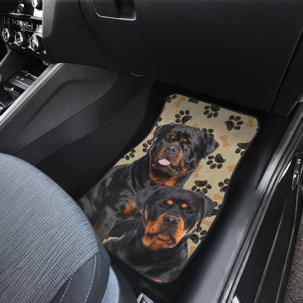 Couple Rottweilers For Rottweilers Lovers Paw Print Car Floor Mats